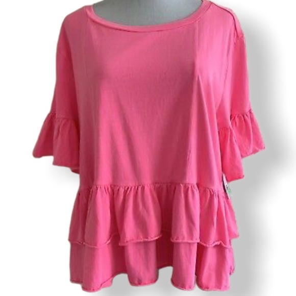 bp Tops - *4-4-20* BP Nordstrom POP PINK Ruffle Tiered Top XL
